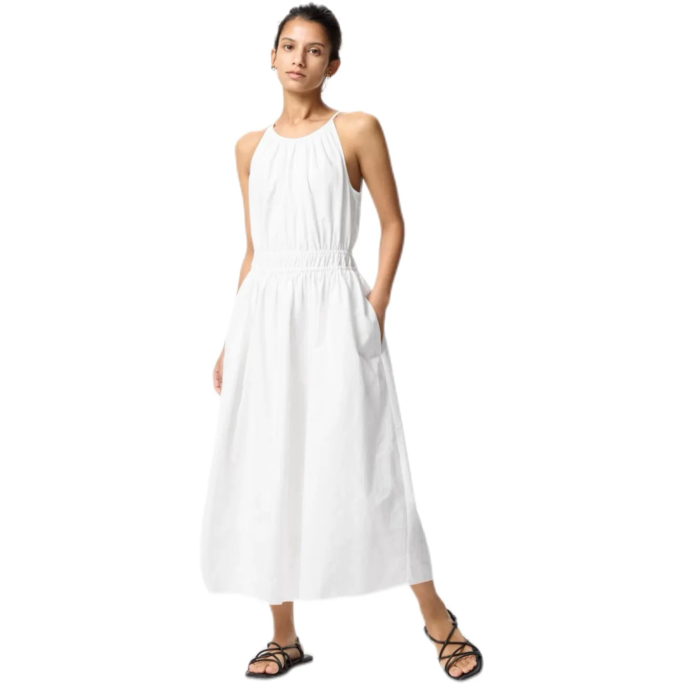 White Sleeveless Midi Dress