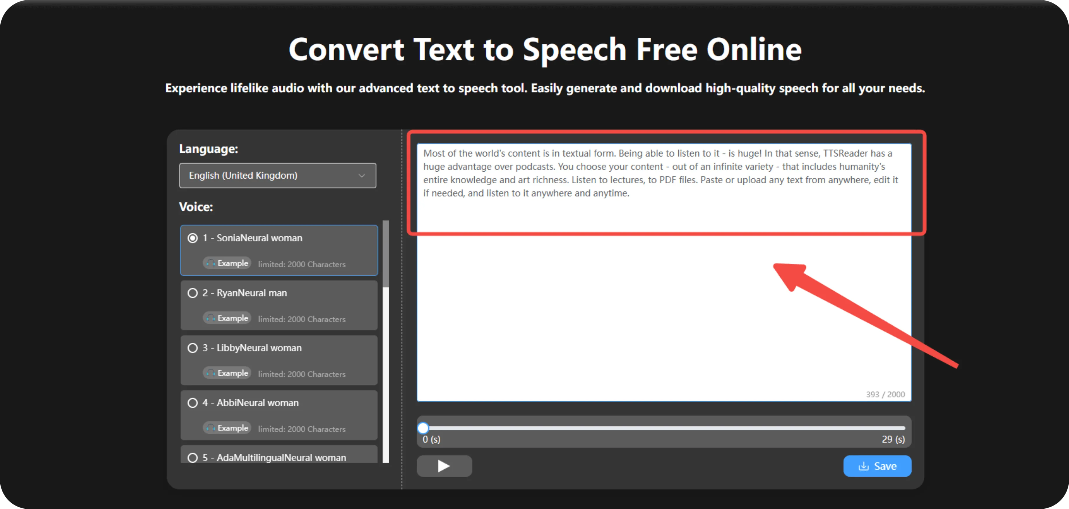 Step2 Paste the text in the input box