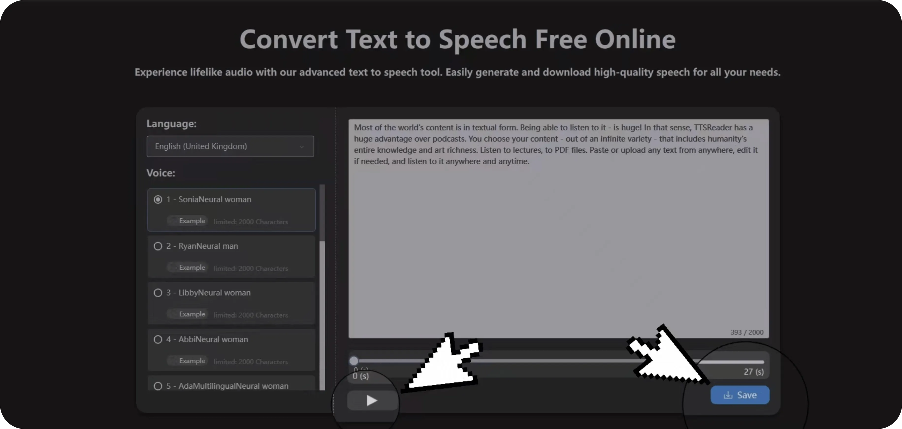Step3 Read or save speech locally