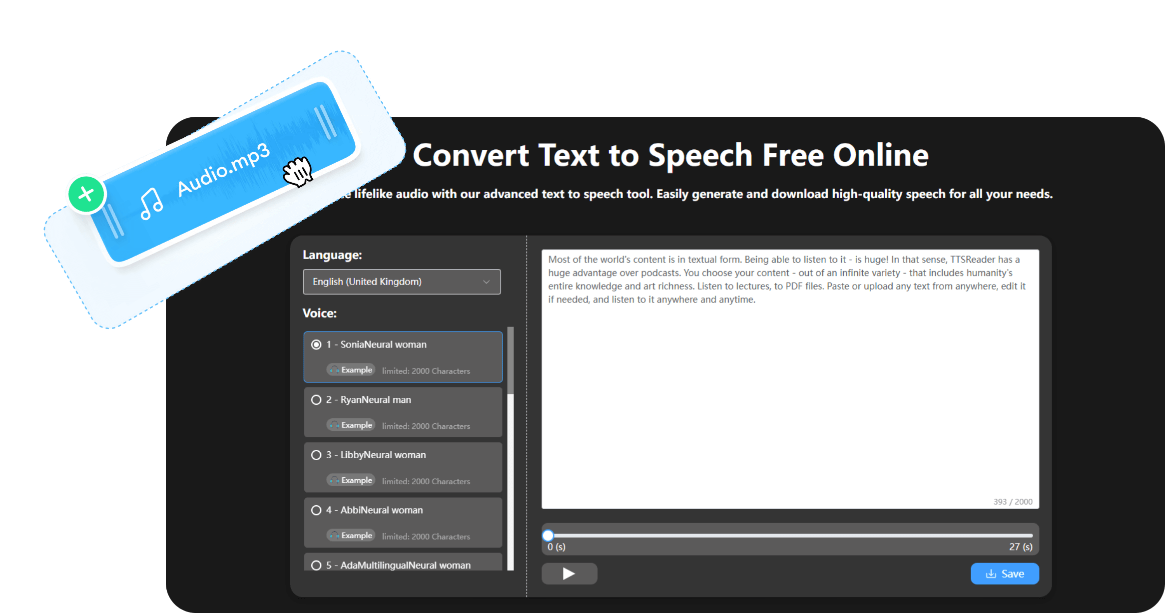Save voice files online